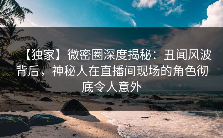 【独家】微密圈深度揭秘：丑闻风波背后，神秘人在直播间现场的角色彻底令人意外