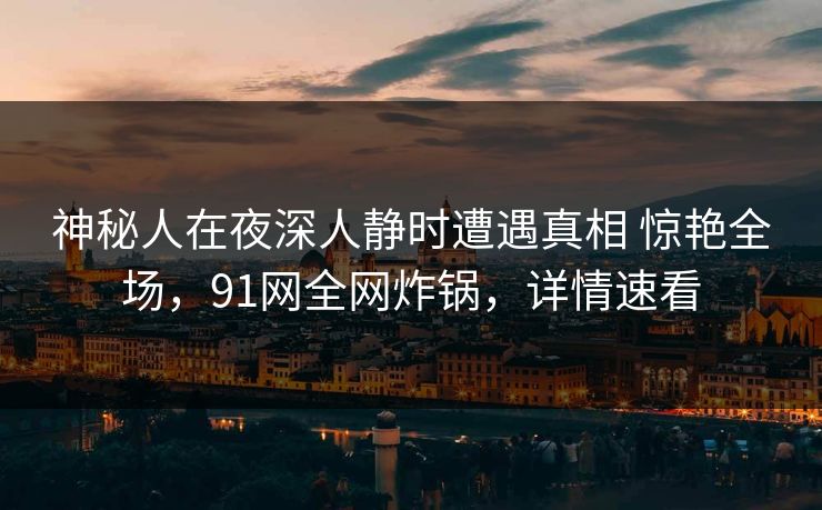 神秘人在夜深人静时遭遇真相 惊艳全场,91网全网炸锅,详情速看 神秘人在夜深人静时遭遇真相 惊艳全场,91网全网炸锅,详情速看