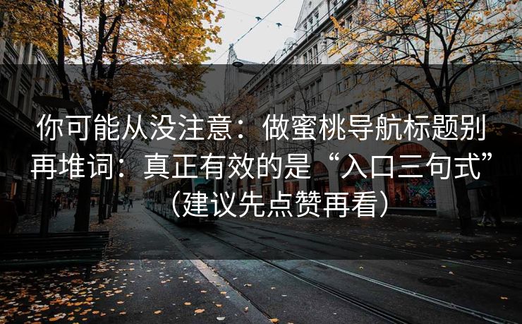 你可能从没注意：做蜜桃导航标题别再堆词：真正有效的是“入口三句式”（建议先点赞再看）