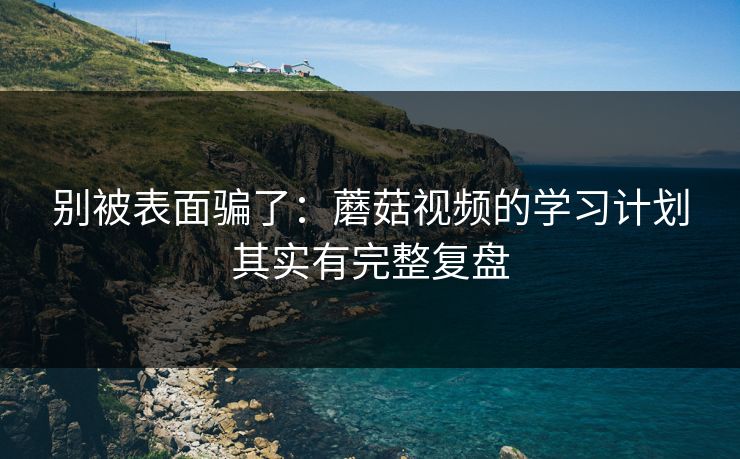别被表面骗了：蘑菇视频的学习计划其实有完整复盘