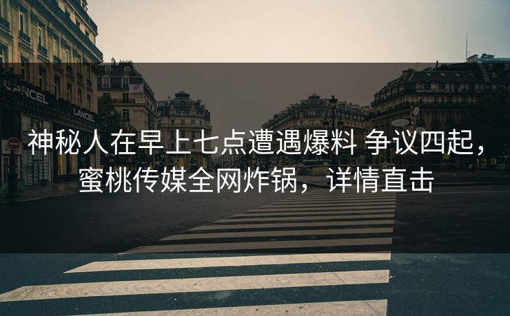 神秘人在早上七点遭遇爆料 争议四起,蜜桃传媒全网炸锅,详情直击 神秘人在早上七点遭遇爆料 争议四起,蜜桃传媒全网炸锅,详情直击
