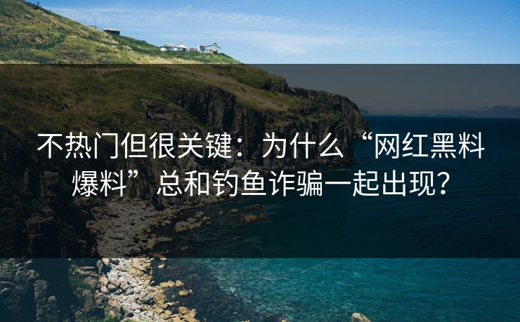 不热门但很关键：为什么“网红黑料爆料”总和钓鱼诈骗一起出现？