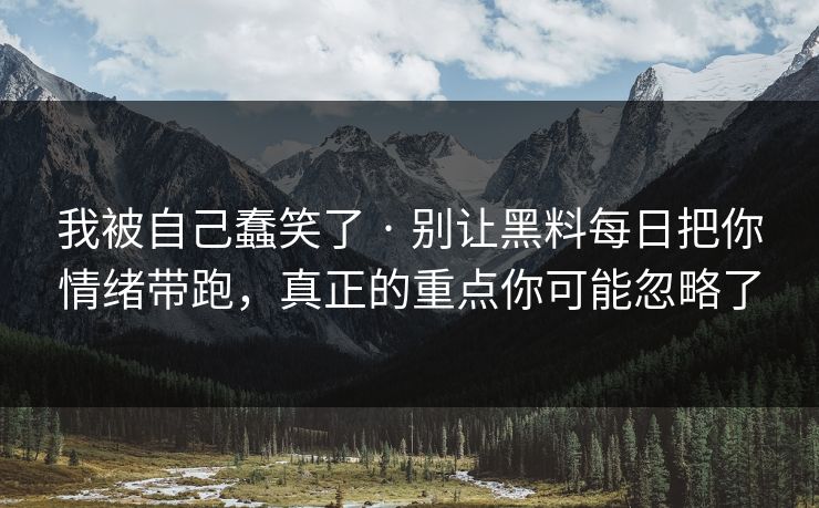 我被自己蠢笑了 · 别让黑料每日把你情绪带跑,真正的重点你可能忽略了 我被自己蠢笑了 · 别让黑料每日把你情绪带跑,真正的重点你可能忽略了