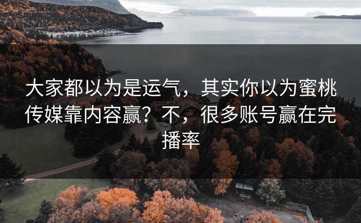大家都以为是运气，其实你以为蜜桃传媒靠内容赢？不，很多账号赢在完播率